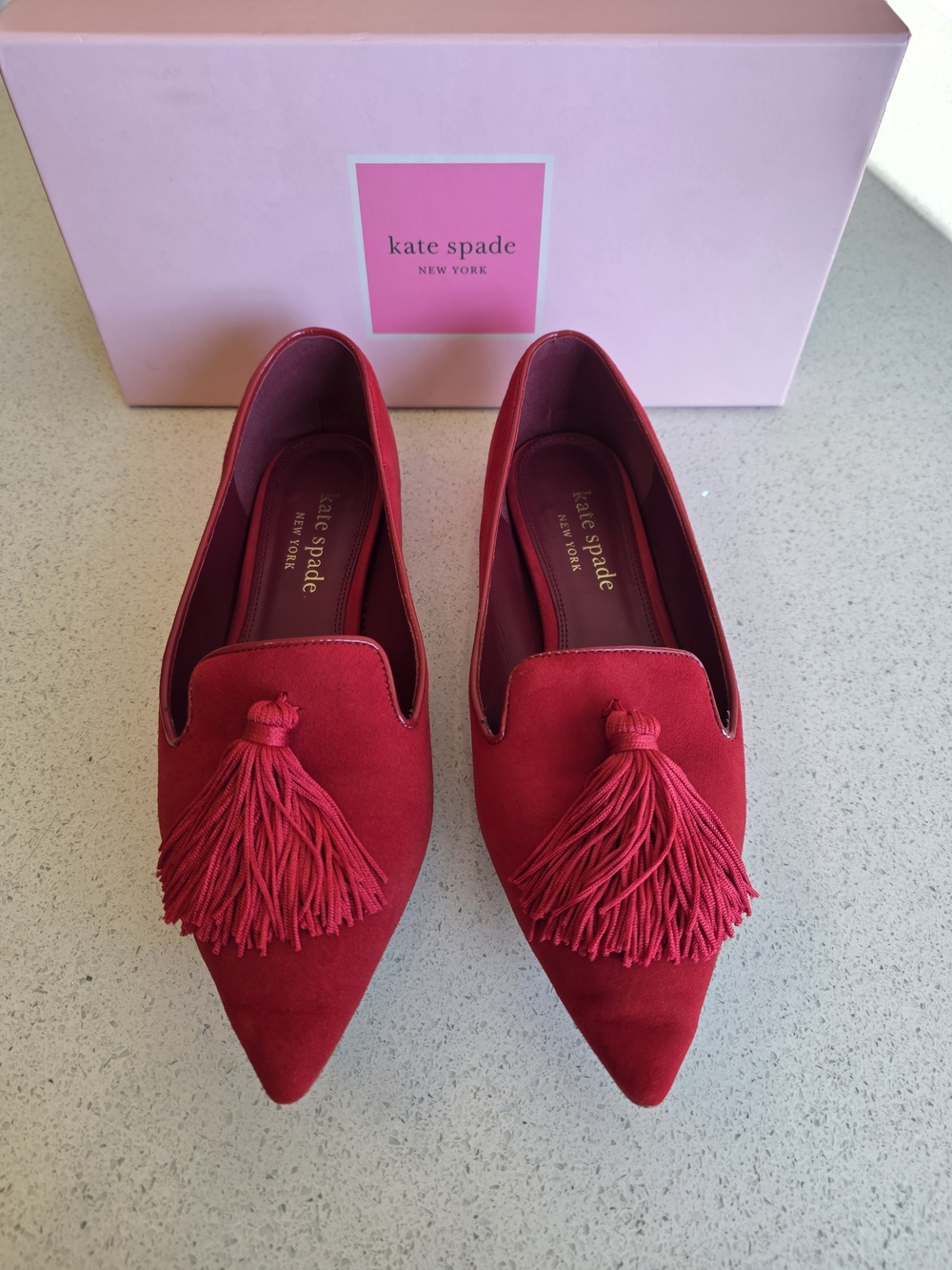 kate spade New York Suede Tassel Pointed Loafers